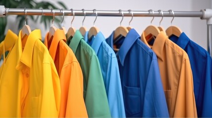 Colorful long sleeves casual shirt on hanger.