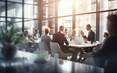 Blurred soft of people meeting at table business people talking in modern office