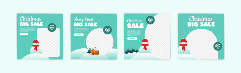 Wall Mural - Social media post banner for Christmas sale. Vector for product promotion and marketing at Christmas