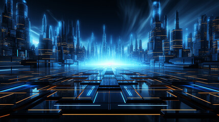 Wall Mural - neon blue background