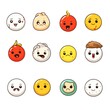 © AITTHIPHONG - Set of cartoon faces expressions, face emojis, stickers, emoticons, cartoon funny mascot characters face set