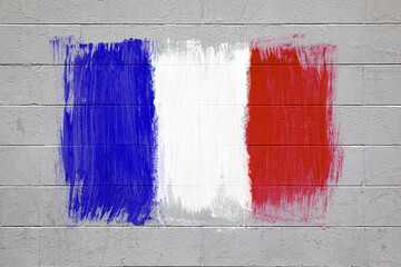 Wall Mural - France flag colors painted on brick wall