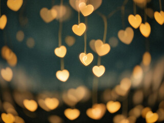 Wall Mural - abstract hearts bokeh background