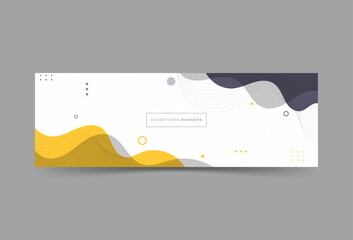 modern banner background, yellow and black, line wave, memphis abstract eps 10