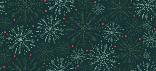Xmas Seamless Pattern with Snowflakes Ornaments. Merry Christmas Wrapping Paper Design. Snowflake Pattern for Winter Design. Vector