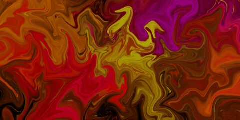 Wall Mural - Abstract background with flames Firr red and yellow silk background liquid marble surfaces design. Abstract color acrylic pours liquid marble surface design. Beautiful fluid abstract paint background.