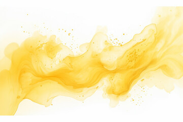 Wall Mural - Yellow watercolor splash on a white background, watercolor background design, Generative AI