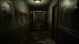 Horror hallway with little lighting background