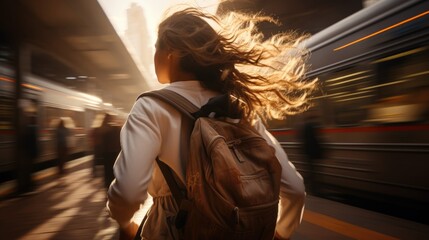 Wall Mural - woman with Rush-hour on public transport.