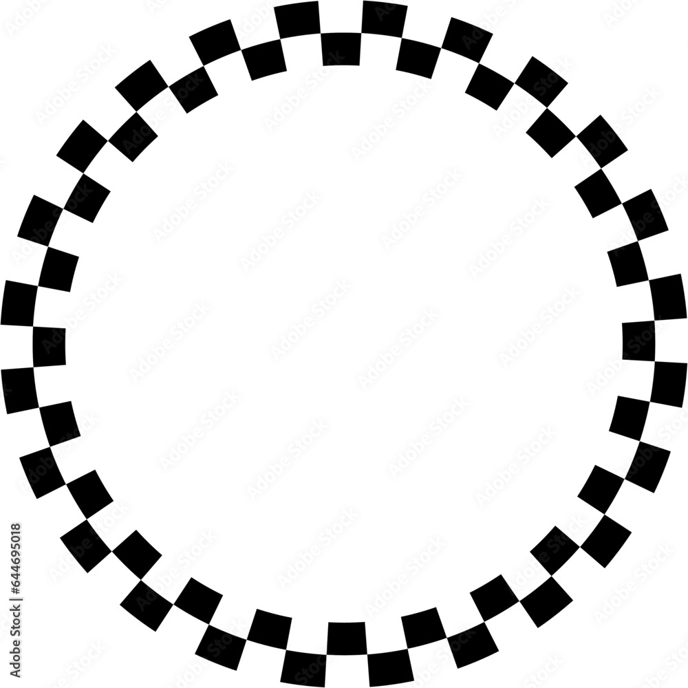 Black and white checkered circle frame vector illustration. Chequer ...