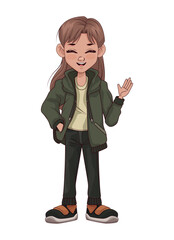 Wall Mural - girl speaking cartoon icon