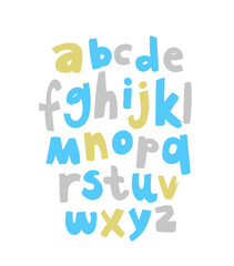 Wall Mural - Lettering. Latin alphabet. Colored lowercase letters of the English alphabet, drawn by hand with a marker.