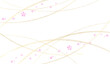 水彩で描いた桜　金色の曲線の背景　日本の伝統美　和風
