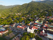 Aerial view over city of Trujillo in Honduras, the place where Cristopher Columbus touched continental land for the first time in history