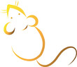 Digital png illustration of yellow outline of mouse on transparent background