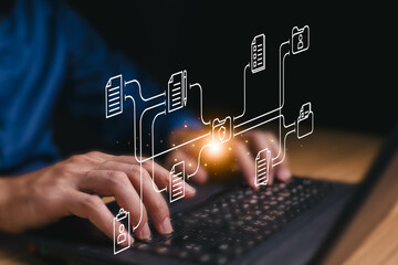 Wall Mural - document management system concept. online document file data software for efficient archiving. ente