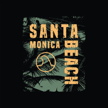 Santa Monica Beach Illustration Typography For T Shirt, Poster, Logo, Sticker, Or Apparel Merchandise