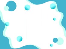 Abstract White And Blue Background With Liquid Wave And Polkadots.