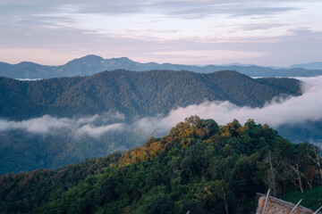 Wall Mural - Mountain view from hill country village