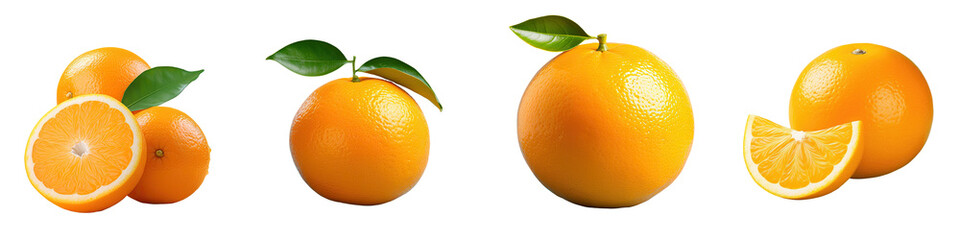 Poster - Selective focus on isolated orange citrus fruit against transparent background