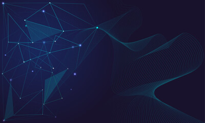 Abstract Digital Dark Blue Background with Dinamic Lines, Technology, Innovation, Geometric, Future, Concept, Vector illusrtation