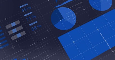 Poster - Animation of infographic interface over black background