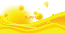 Abstract Background, Yellow Waves And Floating Bubbles, Vector Illustration And Design.