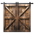 © mr_marcom - Old wooden barn door metal sliding metal sliding mechanism isolated on transparent background. Generative AI
