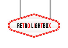 Retro Lightbox Billboard Vintage Frame. Advertise Movie Or Show Signage Design. Lightbox With Customizable Design. Classic Banner For Your Projects Or Advertising. Vector Illustration