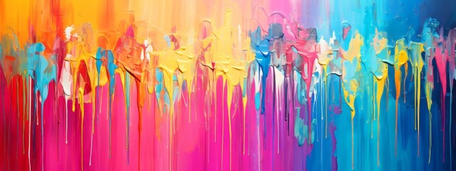 Aufkleber - Closeup of abstract rough colorful multicolored rainbow colors art painting texture background, with oil brushstroke, pallet knife paint on canvas, dripping color