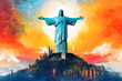Abstract Cristo Redentor or Christ the Redeemer illustration art background