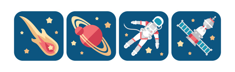 Poster - Space and Galaxy Icon as Universe Discovery Vector Set