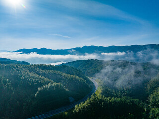 Wall Mural - Aerial photography of large reservoirs in the mountains