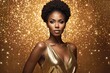 portrait of an attractive black woman posing against a gold background.black woman posing in golden lightsportrait of an attractive black woman posing against a gold background.