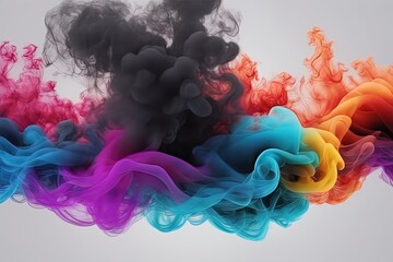 Poster - smoke of different color in the shape of the heart.smoke of different color in the shape of the heart.colorful smoke on white background