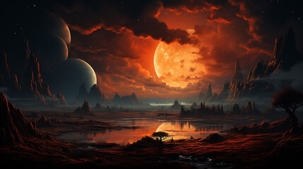 Wall Mural - Landscape planet mars