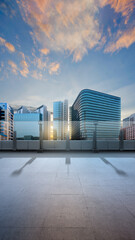 Wall Mural - Rooftop patio with a view of the skyscrapers