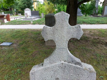 Catholic Cross At Old Cemetery In Ptuj. Light Gray. Slovenia