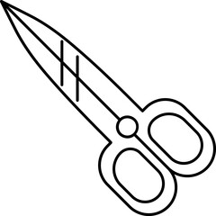 Sticker - Scissor Icon In Thin Line Art.