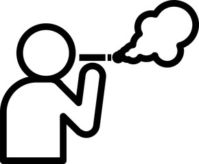 Sticker - Line art illustration of man smoking icon.