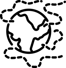 Sticker - Black line art illustration of svgr pollution in the earth icon.