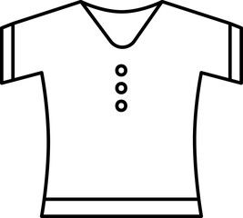 Canvas Print - Illustration of T-Shirt Icon in Black Line Art.