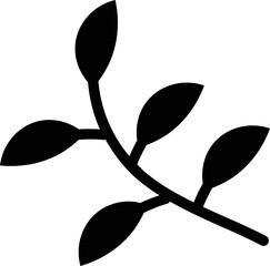 Sticker - B&W Leaf Branch Icon in Flat Style.