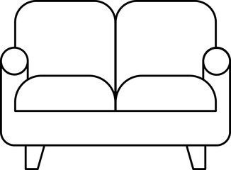 Wall Mural - Illustration Of Double Seater Sofa Icon In Black Line Art.