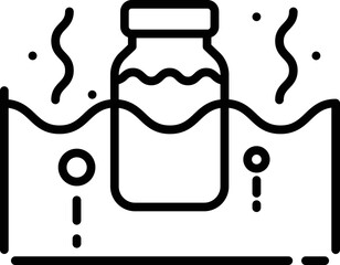 Sticker - Bottle in water icon in black line art.