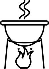 Poster - Flat style Hot cooking pot on fire icon in line art.