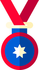 Sticker - Star medal with ribbon icon in red and blue color