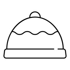 Wall Mural - Woolen cap icon in black line art.