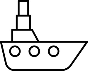 Wall Mural - Line art illustration of Ship icon.