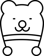 Canvas Print - Bear hat icon in black line art.